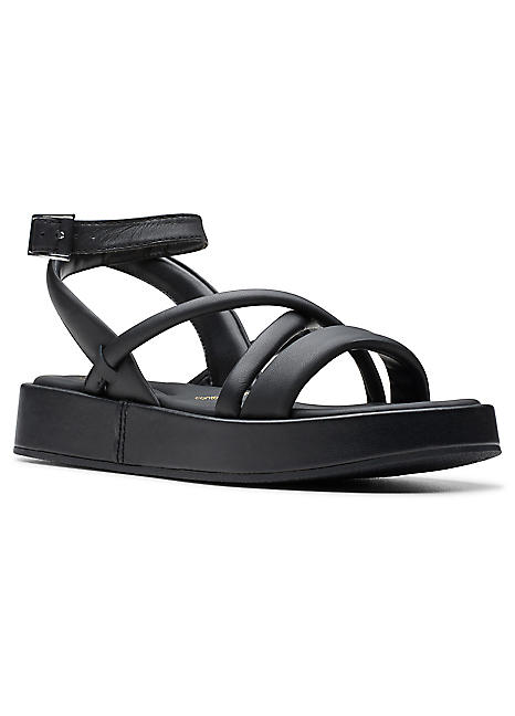 Black Leather Alda Cross Sandals by Clarks Look Again