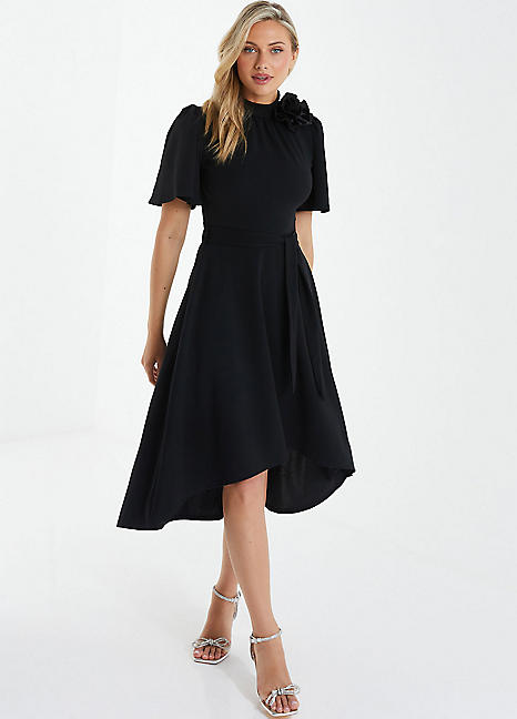 Black glitter discount dip hem dress