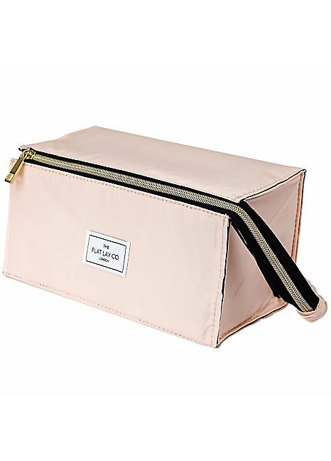 Blush Pink Open Flat Makeup Box Bag by The Flat Lay Look Again