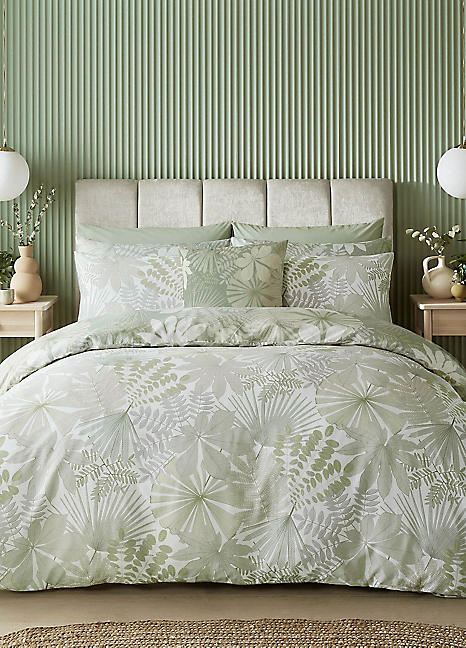 Kaleidoscope Green Scalloped 100% Cotton 200 Thread Count Duvet Cover Set