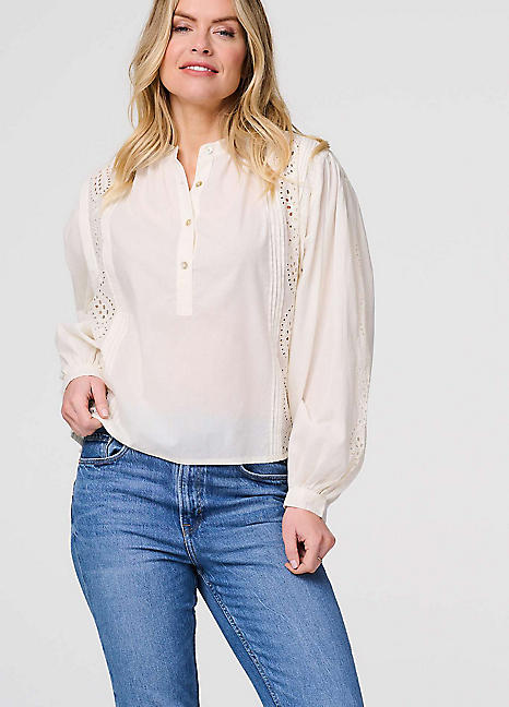 Broderie Anglaise Puff Sleeve Blouse by Izabel London Look Again