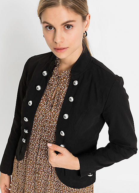 high collar blazer