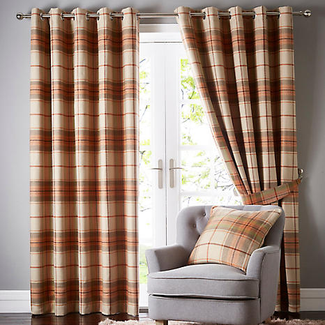 Catherine Lansfield Brushed Heritage Check Curtains | Look Again