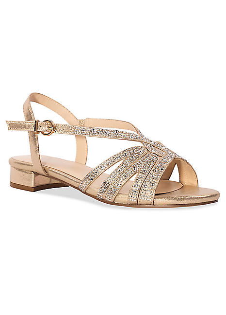 Champagne sandals low heel best sale