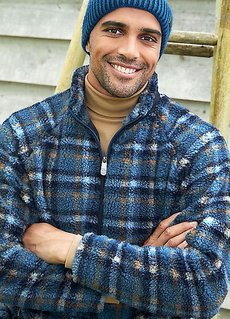 Check Sherpa Fleece Jacket by Cotton Traders Look Again