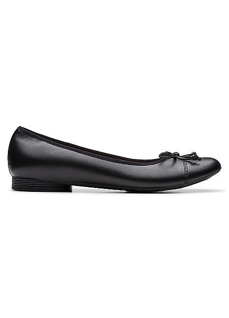 Collection Black Leather Loreleigh Rae Wide Fitting Shoes by Clarks Look Again