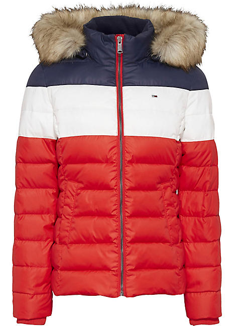 tommy jeans quilted hooded coat