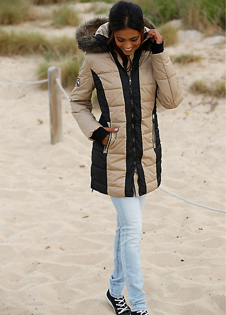 contrast faux fur jacket