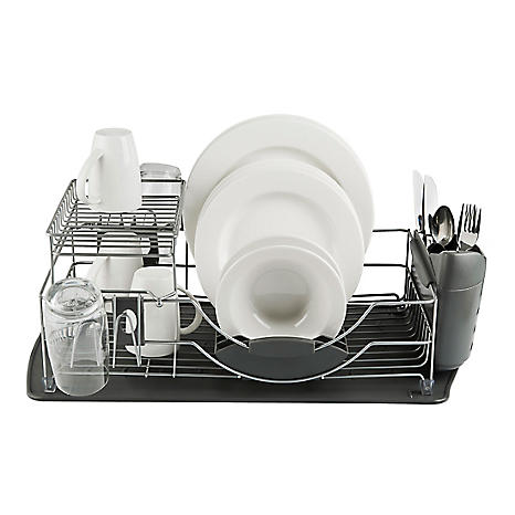 Compact Tier Dish Rack Grey by Tower Look Again - Main Image