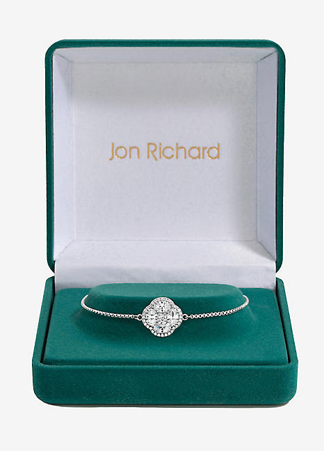 Cubic Zirconia Crystal Clover Toggle Bracelet by Jon Richard