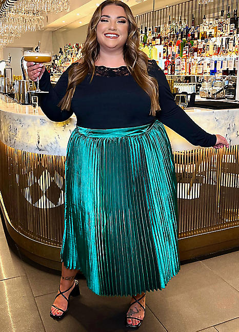 Pleated midi skirt clearance emerald