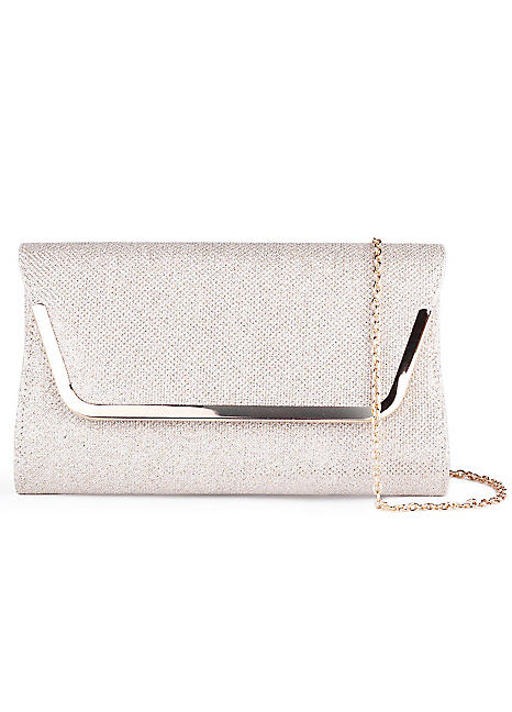 Champagne glitter clearance clutch bag