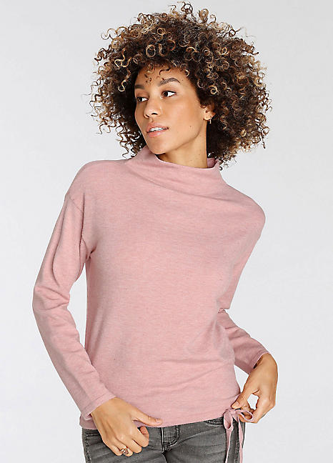 Rolled neck overlap hot sale hem sweater