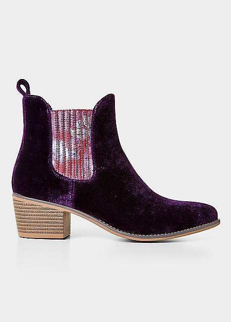 Floral Insert Velvet Chelsea Boots by Joe Browns Look Again