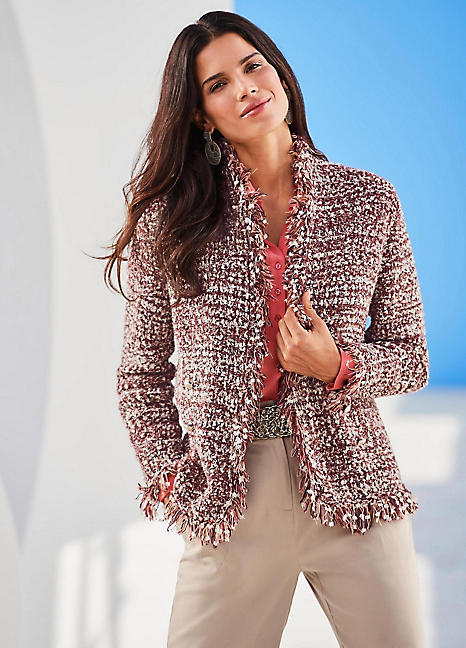 cardigan with fringe edging