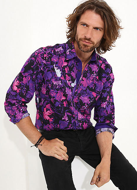 Joe Browns Men's Lily Print Casual Floral Shirt, Blue, X-Large :  : Fashion