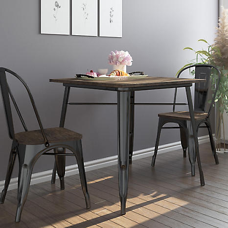 Square metal deals dining table