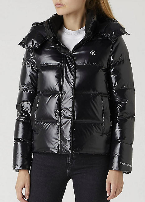 calvin klein glossy puffer jacket