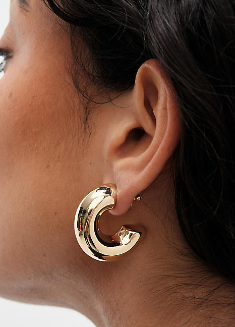 Gold Recycled Chubby Hoop Earrings by MOOD By Jon Richard Look Again