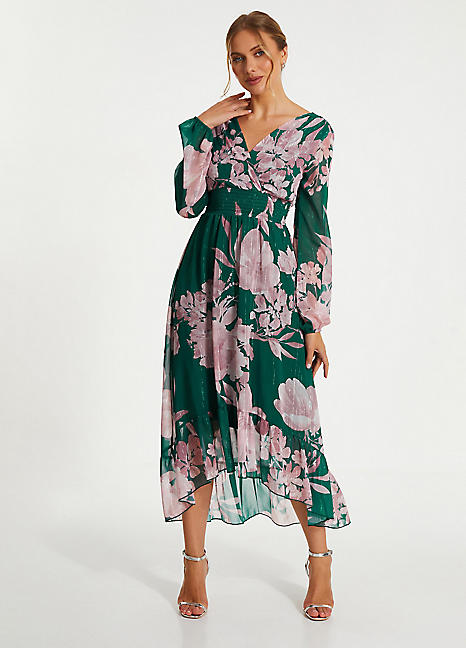 Green Pink Floral Maxi Dress by Quiz Look Again