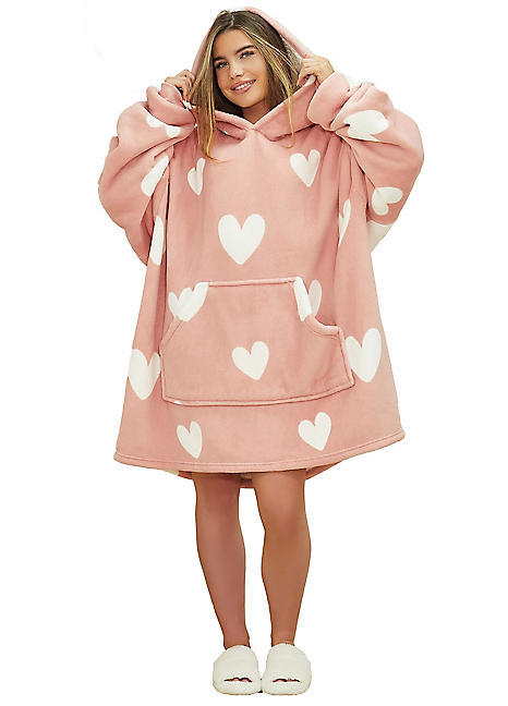 Heart Print Hoodie Blanket by Dreamscene Look Again