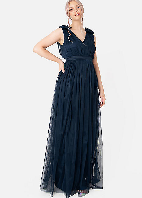 Maya plus v hotsell neck maxi tulle dress