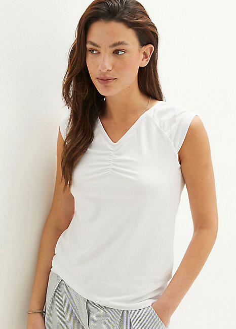 Jersey V-Neck Top by bonprix