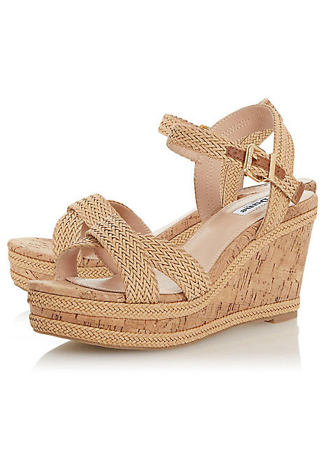 【DUNE LONDON】日本未入荷！Kelisa High Wedge Heel Sandals Kelisa Multi, Braided Cross Strap Cork Wedge Sandals | Dune