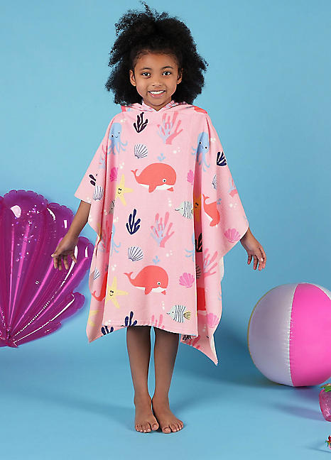 Kids Under the Sea Printed Hooded Poncho Beach Towel by Dreamscene Look Again