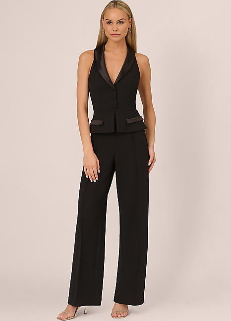 Blazer Black Jumpsuit With Cardigan 2025 Womens Elegant Solid