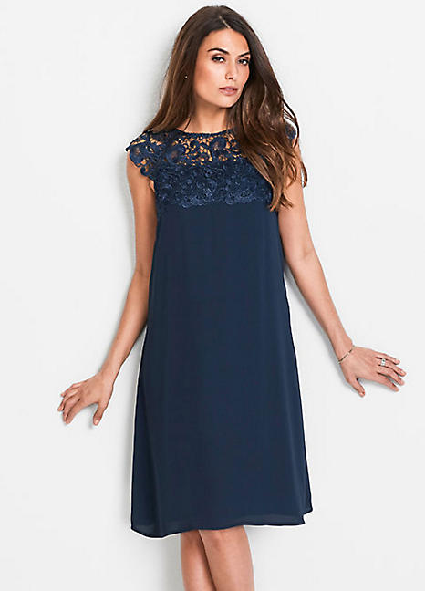 lace yoke swing dress