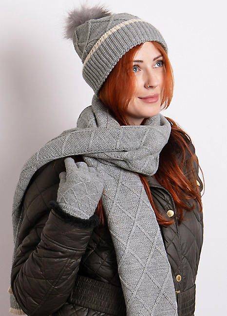 hat and scarf grey