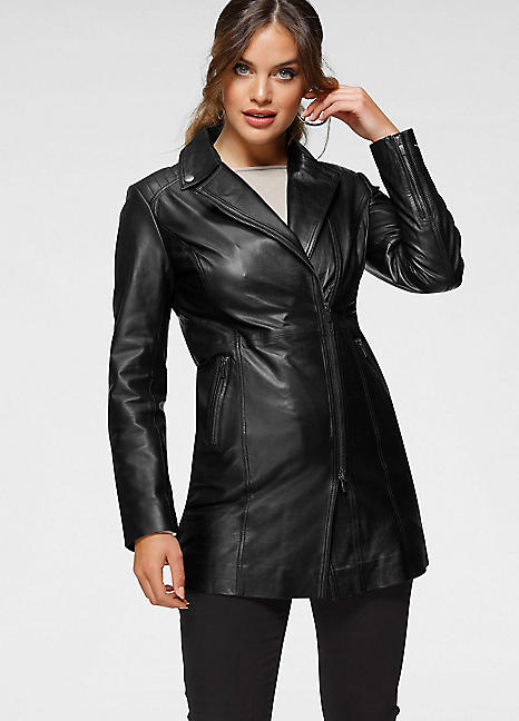 black leather short jacket