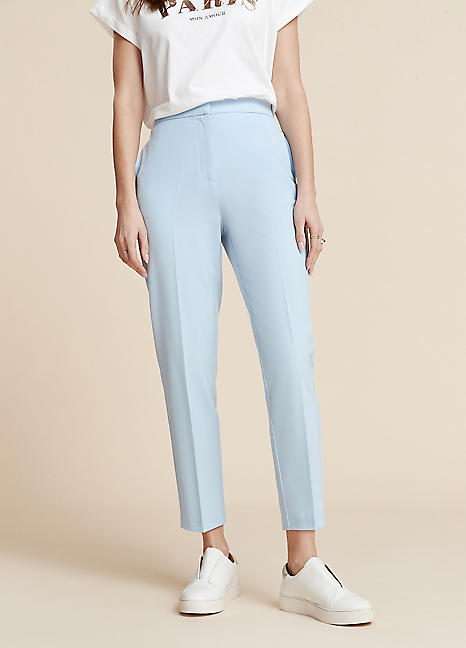 Light Blue Slim Fit Ankle Grazer Trousers by Freemans Look Again