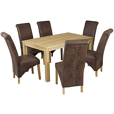 Linden Oak Stain Ash Veneer Dining, Oak And Leather Dining Room Chairs