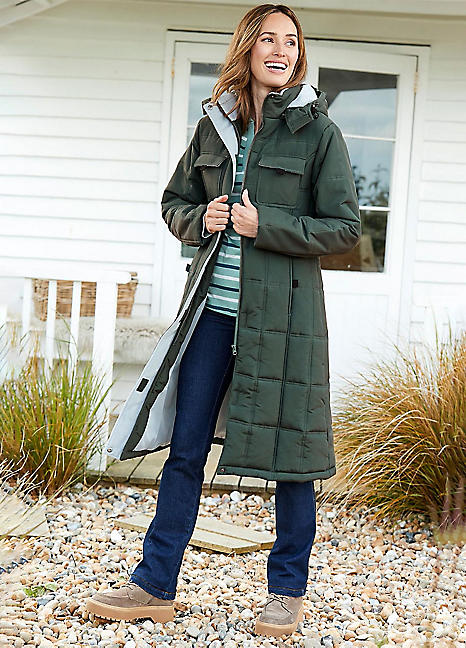 Long Padded Hooded Coat by Cotton Traders Look Again