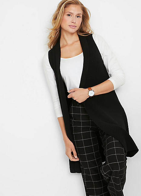 plus size black sleeveless cardigan