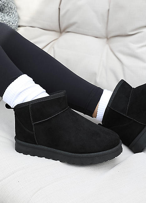 Maple Faux Fur Lining Ankle Boots in Black Suede by Where's That - Main Image