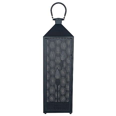Matt Black Metal Punched Lantern Floor Lamp Look Again Matt Black Metal Punched Lantern Floor, Rustic Lantern Floor Lamp
