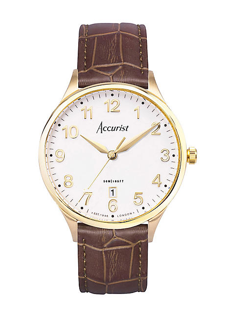 Men's Classic Brown Leather Strap 37mm Watch by Accurist Look Again