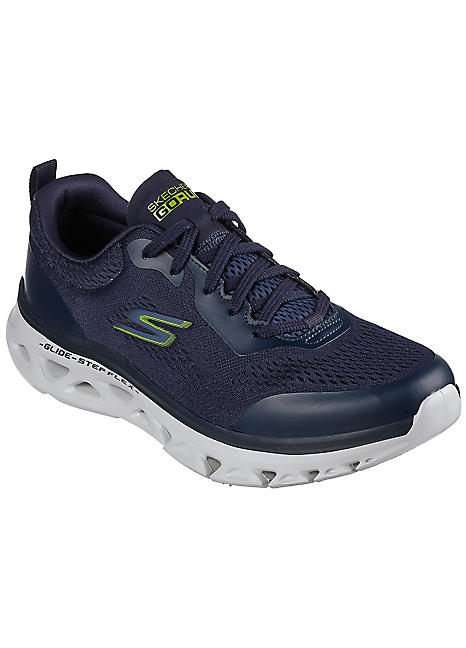 Men’s Navy Go Run Glide Step Flex Mesh Lace Up Trainers by Skechers