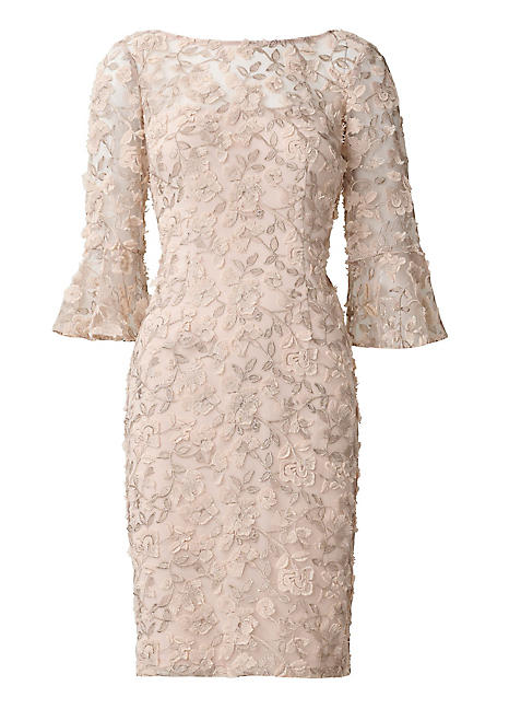 Metallic Embroidery Sheath Dress by Adrianna Papell Look Again