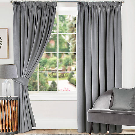 Montreal Pair of Velour Lined Pencil Pleat Curtains by Home Curtains