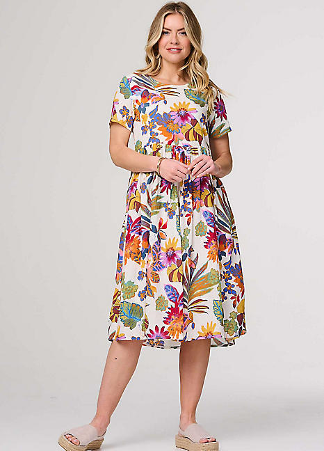 Plus size white floral dress best sale