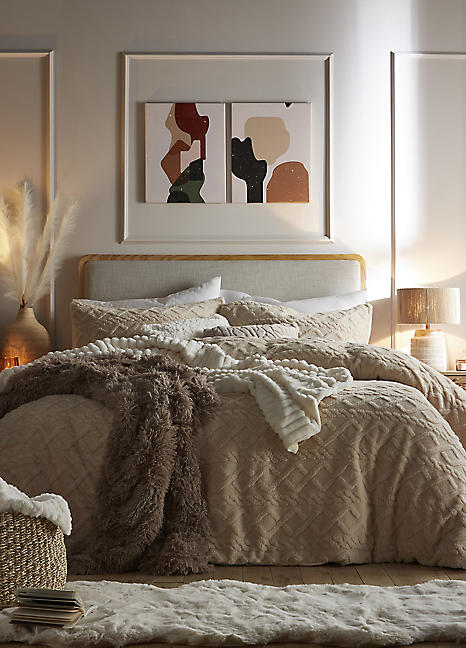 Natural Cable Knit Fleece Duvet Cover Set by Freemans Home Look Again