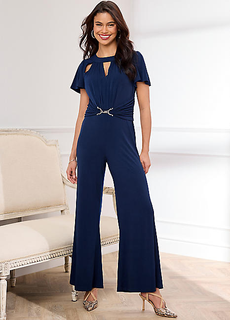 Navy jersey jumpsuit on sale