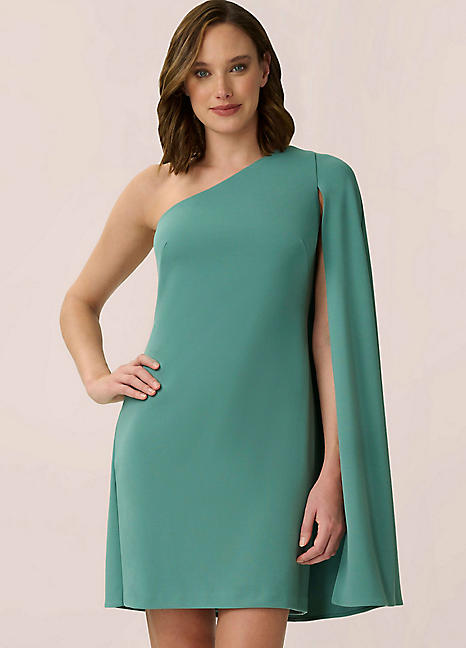 One Shoulder Cape Dress by Adrianna Papell Look Again