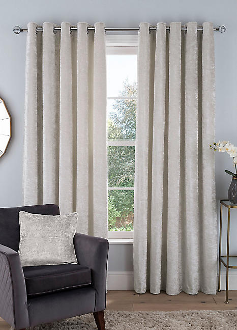 Pair of Crushed Velvet Super Thermal Eyelet Curtains by Sleepdown