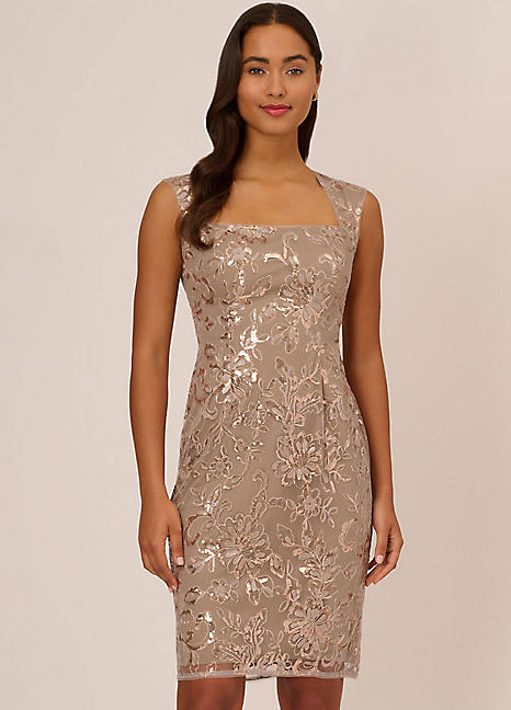 Papell Studio Floral Sequin Sheath Dress by Adrianna Papell