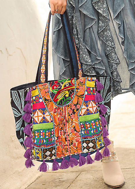 Patchwork Embroidered Tote Bag by Joe Browns | Look Again